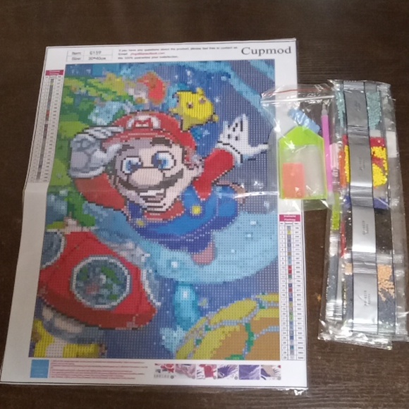 Cupmod, Toys, Mario Diamond Art Kit New